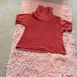 Women's Red Orange Turtleneck Sweater Top